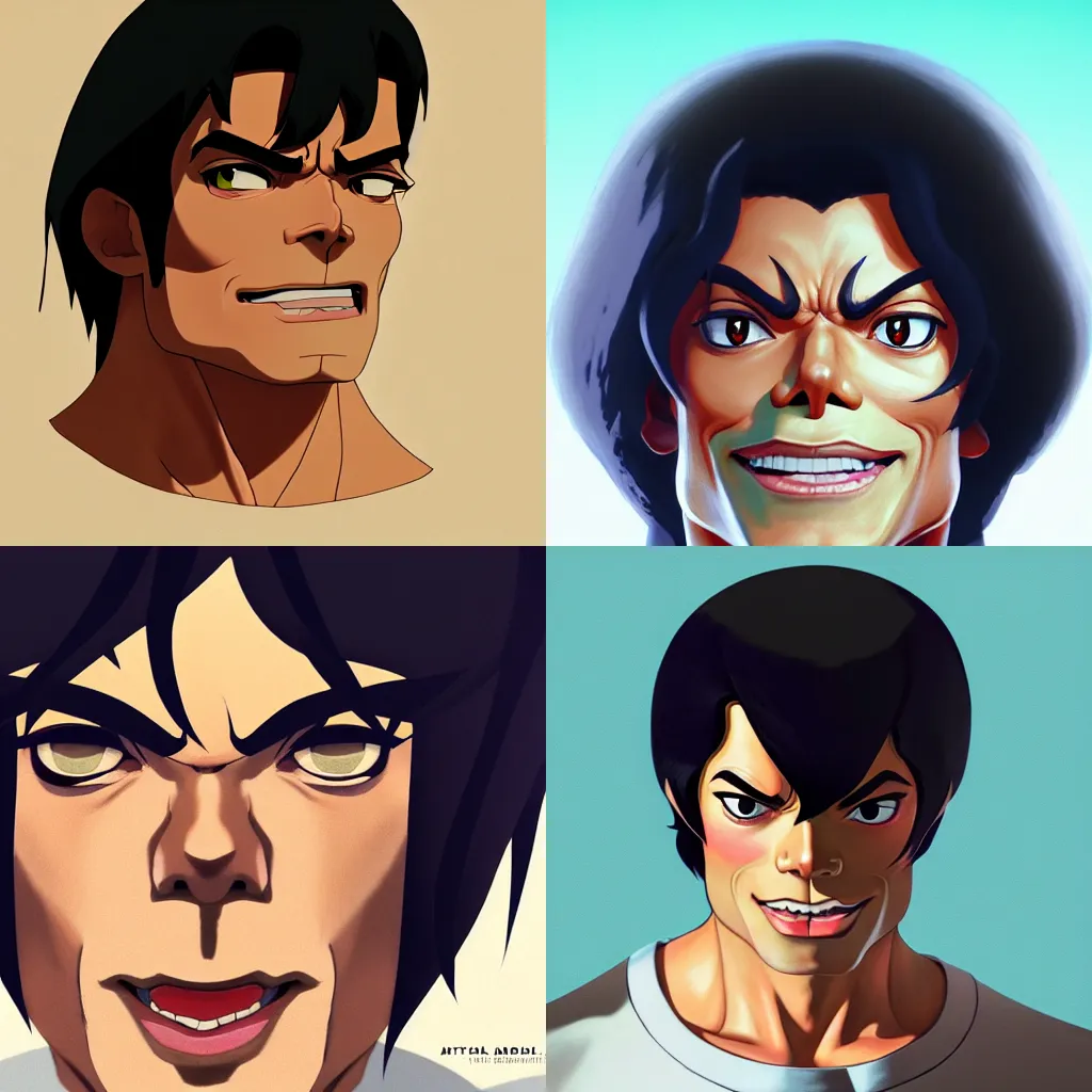 Image similar to centered!! macro portrait of medieval king muscular michael jackson, artstation, detailed cartoon, elegant, digital painting, concept art, smooth, sharp focus, illustration, ghibli, makoto shinkai, don bluth, fujita goro, jean giraud, akihiko yoshida, tom whalen 8 k