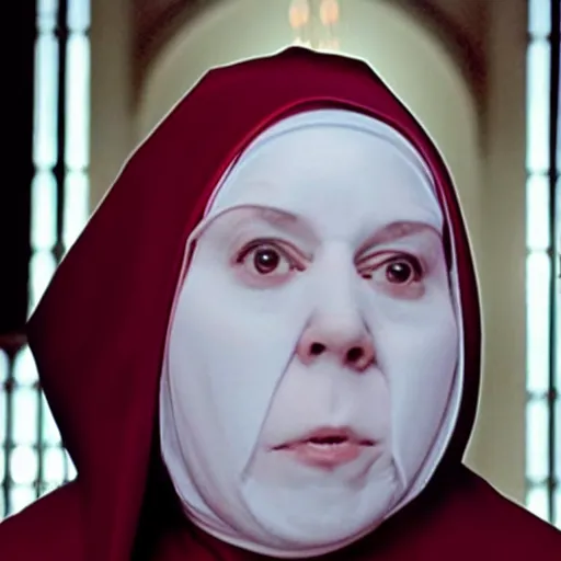 Prompt: sister mary clarence as the nun ( 2 0 1 8 ) horror film