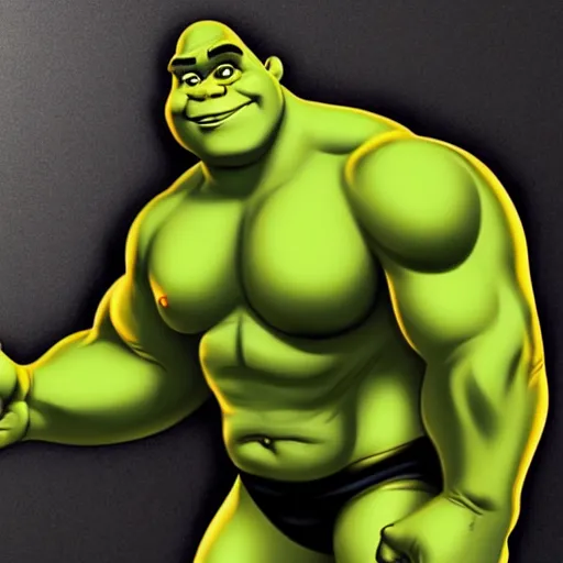 Prompt: Muscled shrek as the hulk