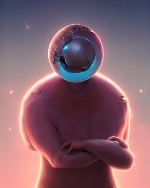 Image similar to highly detailed vfx portrait of a character of a basketball ball monster stephen bliss, chalk, unrealengine, greg rutkowski, loish, rhads, beeple, makoto shinkai and lois van baarle, ilya kuvshinov, rossdraws, tom bagshaw,