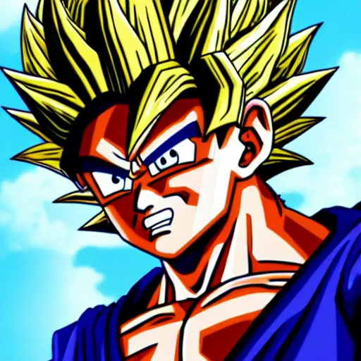 Image similar to portrait of goku from dragon ball wearing shades and a gold chain incredibly detailed, color, smooth, concept art, illustration,