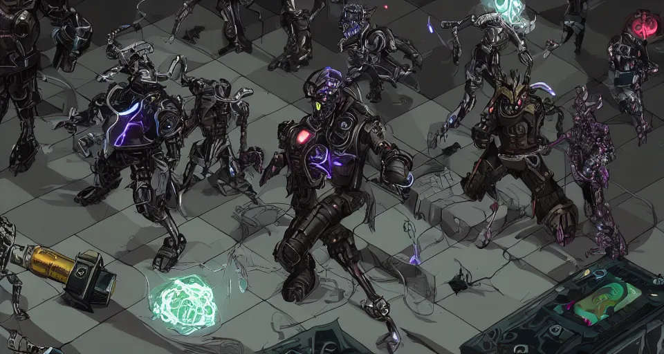 A party of Shadowrunners preparing to fight a, Stable Diffusion