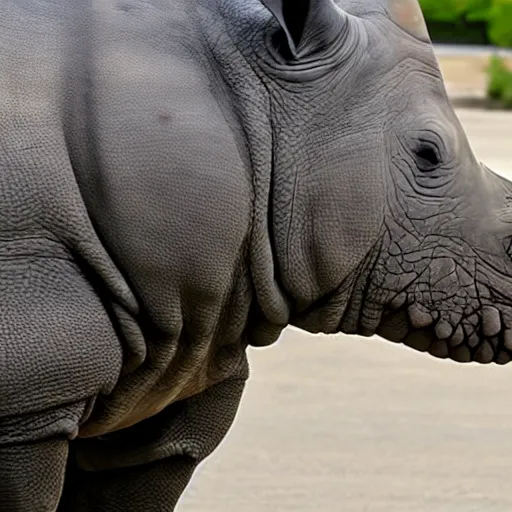 Prompt: a man wearing a rhinoceros snout