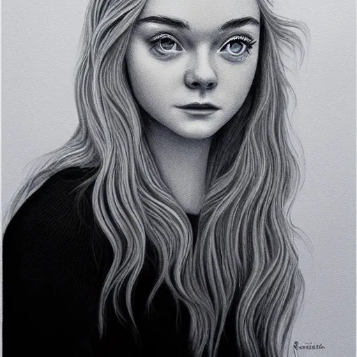 Image similar to professional painting of Elle Fanning in the style of Rob Gonsalves, head and shoulders portrait, symmetrical facial features, smooth, sharp focus, illustration, intricate, stormy weather, extremely detailed masterpiece,