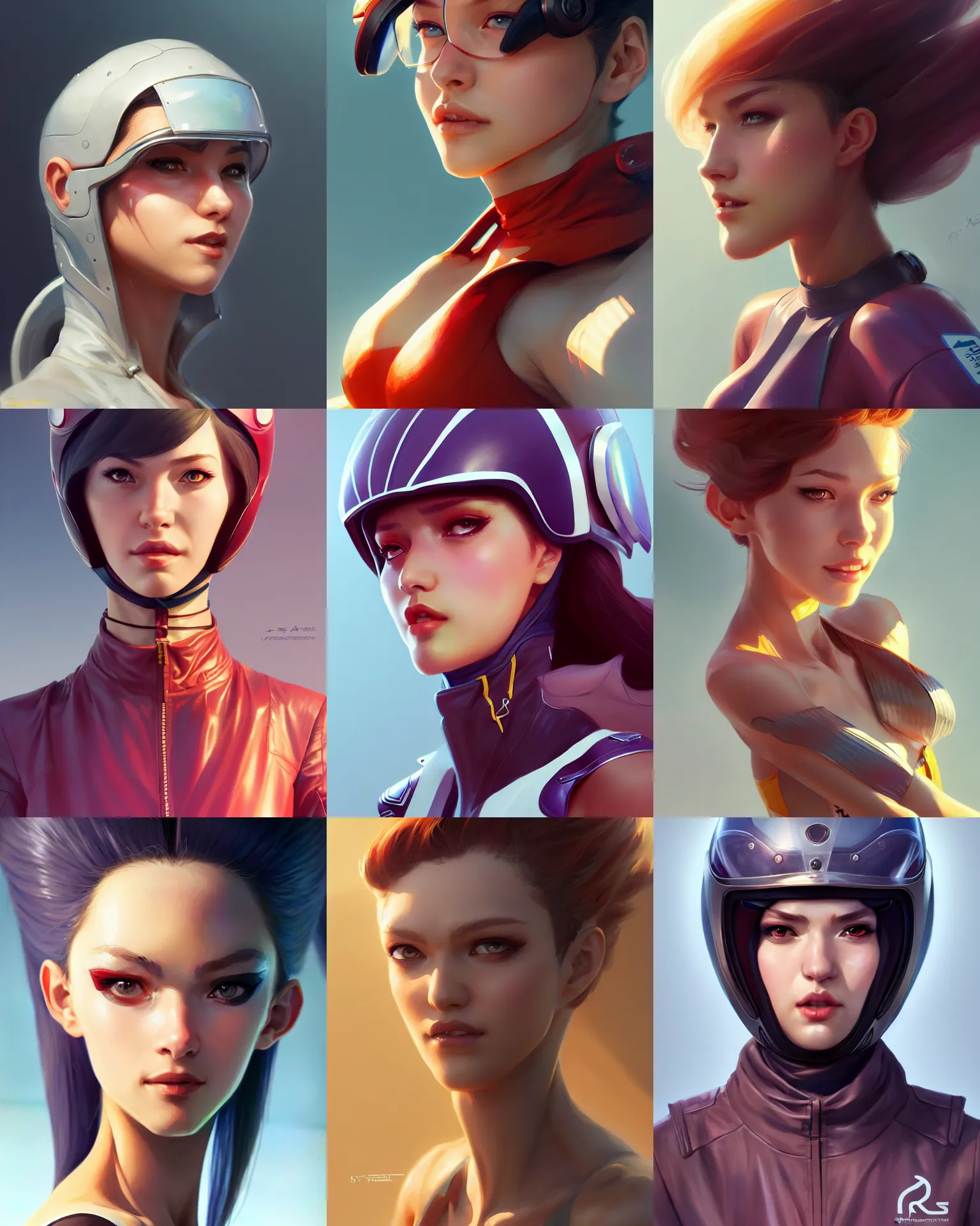 Prompt: character concept art of a female racer | | distinct - fine, key visual, realistic shaded perfect face, fine details by stanley artgerm lau, wlop, rossdraws, james jean, andrei riabovitchev, marc simonetti, sakimichan, and jakub rebelka, trending on artstation