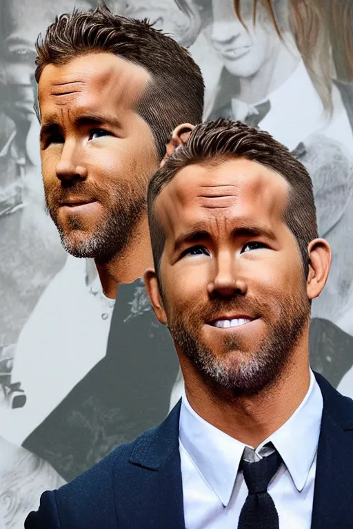 Prompt: ryan reynolds with head of rye, photorealistic