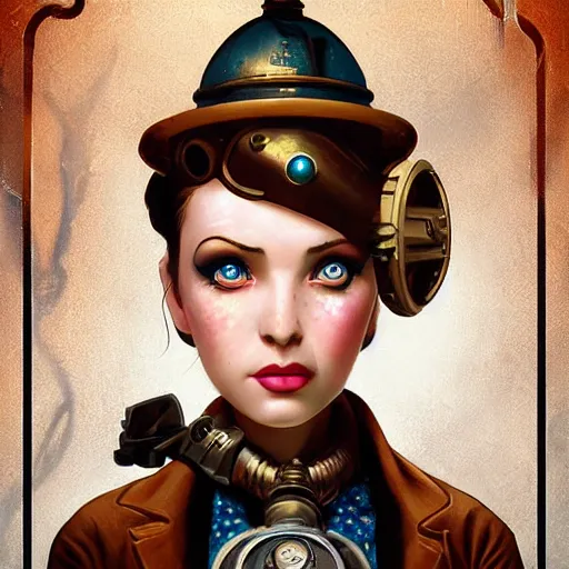 Image similar to lofi underwater bioshock steampunk portrait, Pixar style, by Tristan Eaton Stanley Artgerm and Tom Bagshaw.