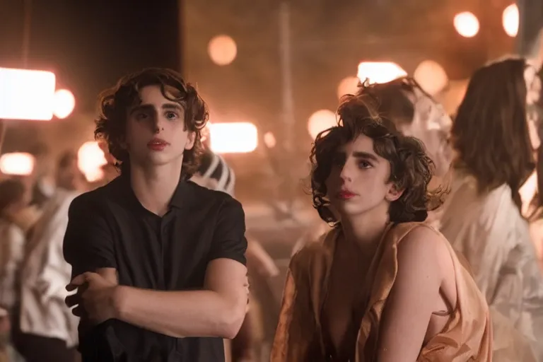 Image similar to lady gaga and timothee chalamet meet, red weapon 8 k s 3 5, cooke anamorphic / i lenses, highly detailed, cinematic lighting