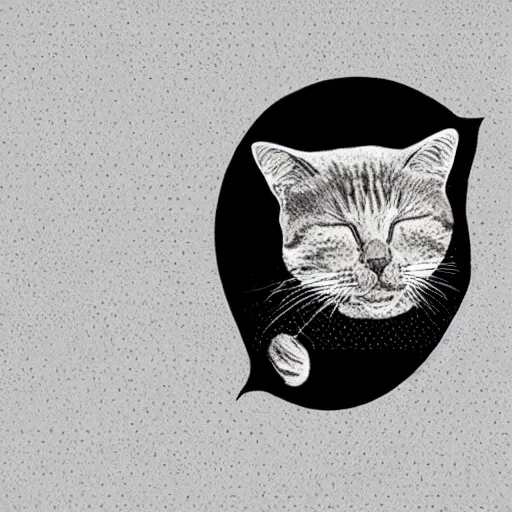 Image similar to a simple yet detailed portrait of a cute sleeping cat photoshop halftone highlights | chromatic risograph print