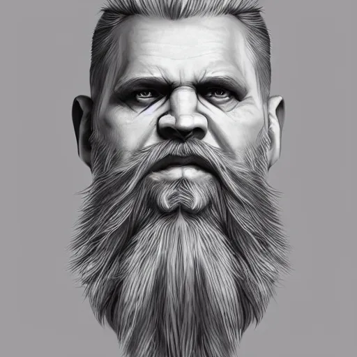 Prompt: a highly detailed headshot portrait of a epic massive fantasy man with grey hair and beard staring ominously concept art