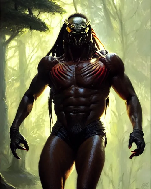 Image similar to the predator, fine details, realistic shaded lighting poster by greg rutkowski, magali villeneuve, artgerm, jeremy lipkin and michael garmash and rob rey