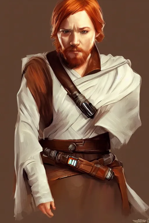 Image similar to karen gillian dressed as obi wan kenobi from star wars, trending on artstation, drawn by WLOP