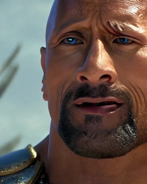 Image similar to film still close up shot of dwayne johnson as maximus from the movie gladiator. photographic, photography