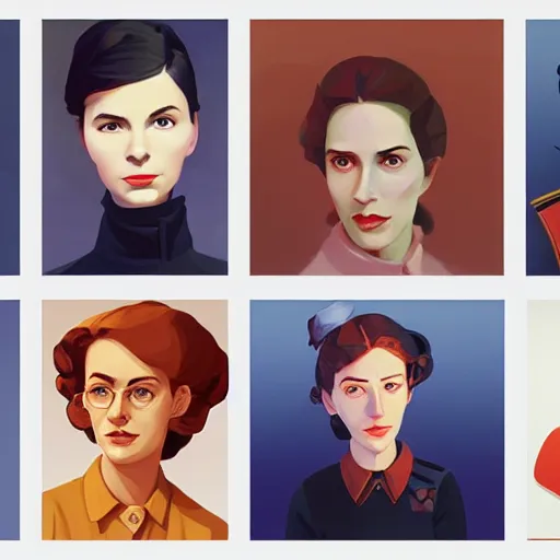 Image similar to face icon stylized minimalist young communist russian leader nadezhda konstantinovna krupskaya, loftis, cory behance hd by jesper ejsing, by rhads, makoto shinkai and lois van baarle, ilya kuvshinov, rossdraws global illumination