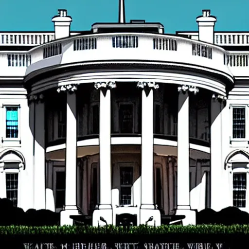 Prompt: white house in the style of the movie 1 9 8 4 designed by h. r. giger