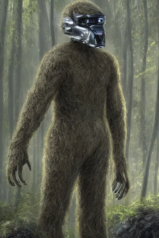 Image similar to helmetless Crysis Nanosuit worn by a fluffy teddybear, a forest with rays of light coming through the canopy, masterpiece, dystopian, sci-fi, extremely detailed, digital painting, sculpted in zbrush, artstation, concept art, smooth, sharp focus, illustration, chiaroscuro lighting, golden ratio, incredible art, artgerm, greg rutkowski, alphonse mucha, simon stalenhag, carravaggio
