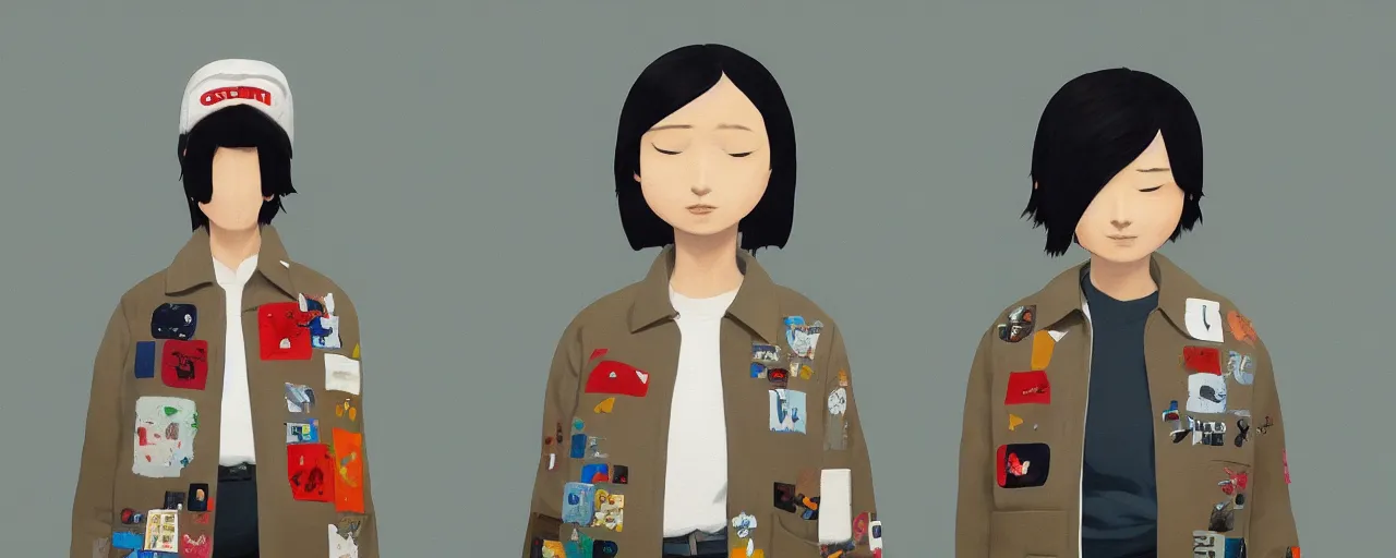 Image similar to gori fujita ilustration a game development studio, one cotton jacket and its copy made of patches painting by goro fujita, sharp focus, highly detailed, artstation