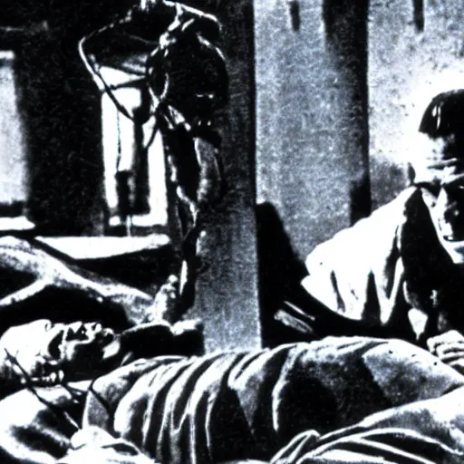 Prompt: frankenstein as an midwife delivering a baby in a hospital realistic 3 5 mm cinematic