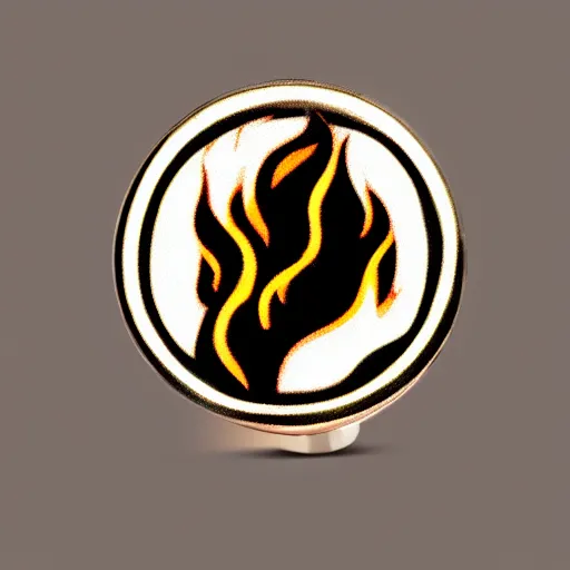 Image similar to a photo of a retro 1 9 8 0 s minimalistic clean fire flames warning enamel pin, studio lighting, behance