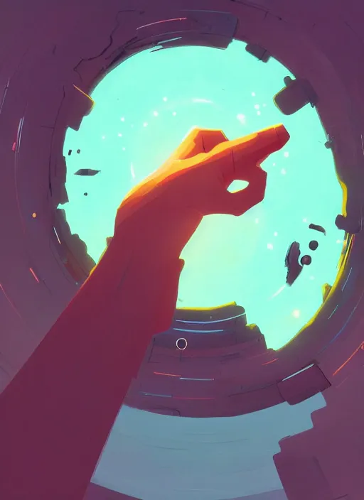 Image similar to zoomed out hand!!! with and eye in the center, floating in a spiraling abyss, scifi, liminal space, painted by pedro correa, cory loftis, james gilleard, atey ghailan, makoto shinkai, goro fujita, studio ghibli