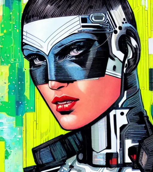 Image similar to portrait of an android, by DC comics and Sandra Chevrier