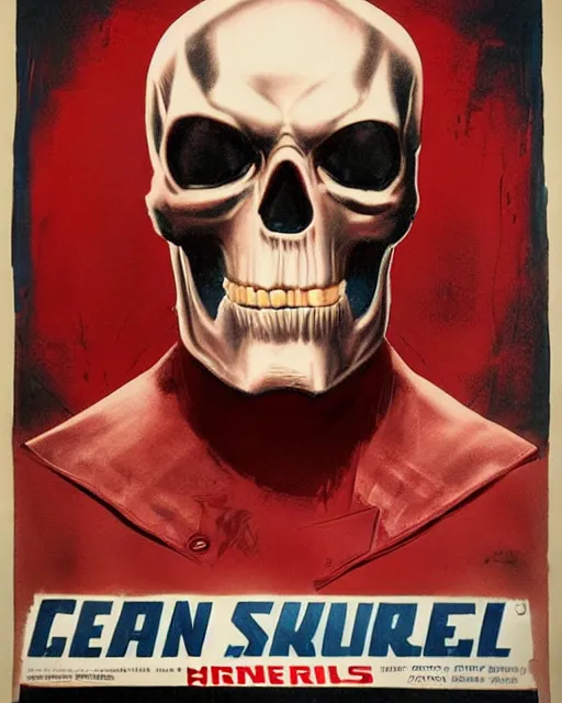 Image similar to red skull in captain america, airbrush, drew struzan illustration art, key art, movie poster