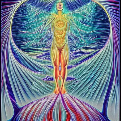 Prompt: a dream in a dream, Alex Grey