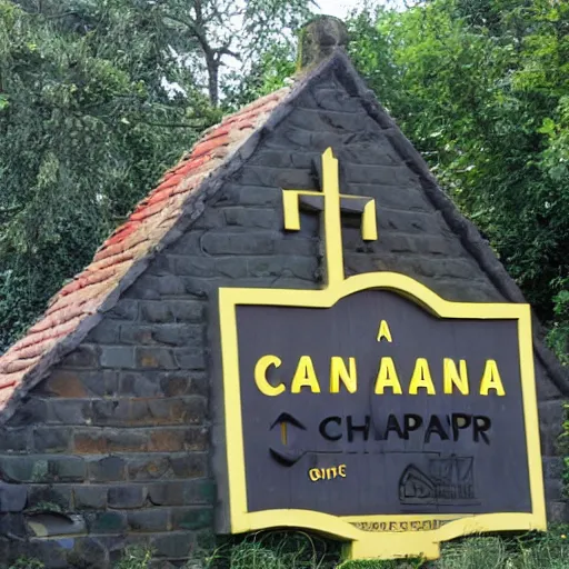 Prompt: a banana chaped church