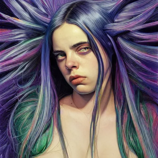 Prompt: Billie Eilish, by Mark Brooks, by Donato Giancola, by Victor Nizovtsev