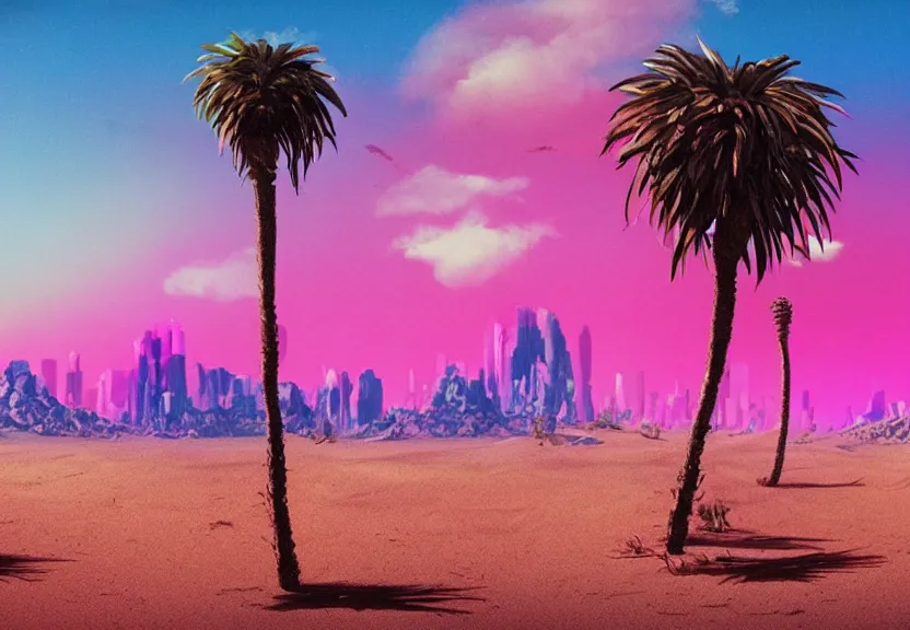 Image similar to a synthwave desert