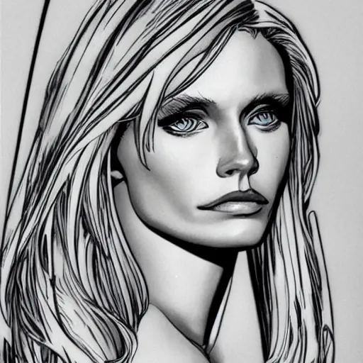 Prompt: abbey lee kershaw as emma frost, symmetrical facial features, 8 k intricate detail, golden ratio, in the style of alan davis, arnold rendering,