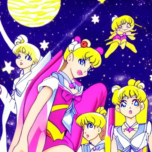 Prompt: Liminal space in outer space, Sailor Moon style