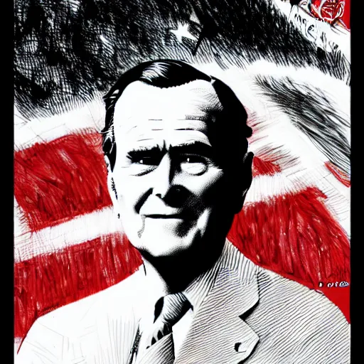 Image similar to George H.W. Bush, by Tsutomu Nihei, 8K, manga