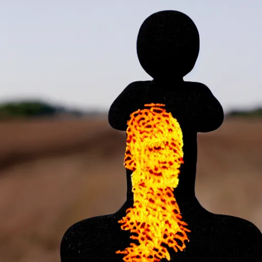 Prompt: man made of burnt macaroni