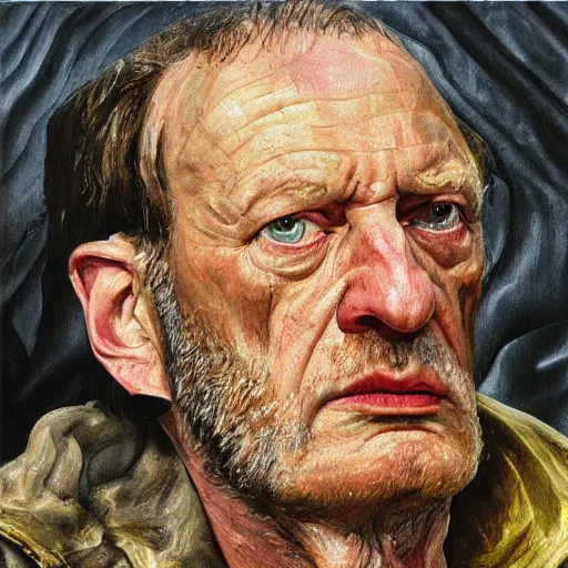 Image similar to high quality high detail painting by lucian freud, hd, balon greyjoy