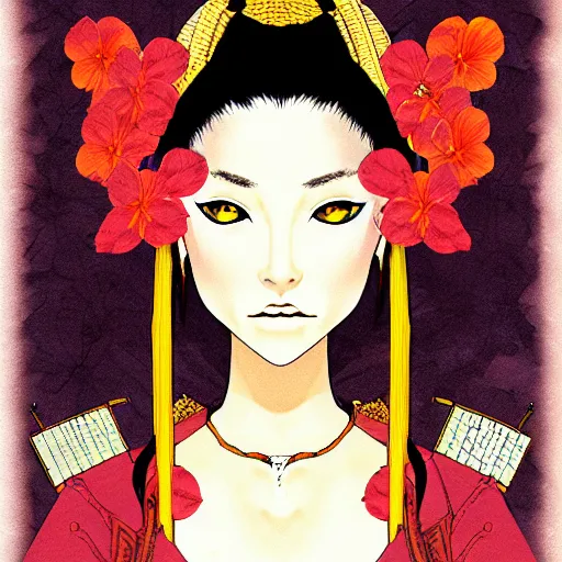 Image similar to Onimusha Ophelia, portrait, illustration