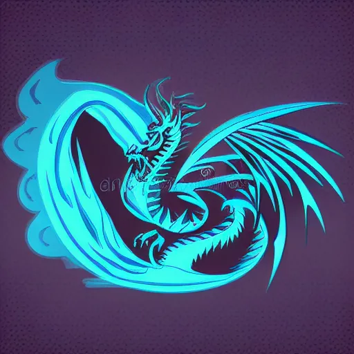 Prompt: dark dragon with blue flames, silky texture, gradient, vector illustration, logo, aesthetic, 4 k, hd