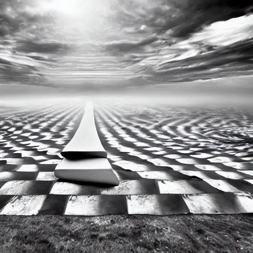 Image similar to surreal dream, award winning black and white photography, illusion