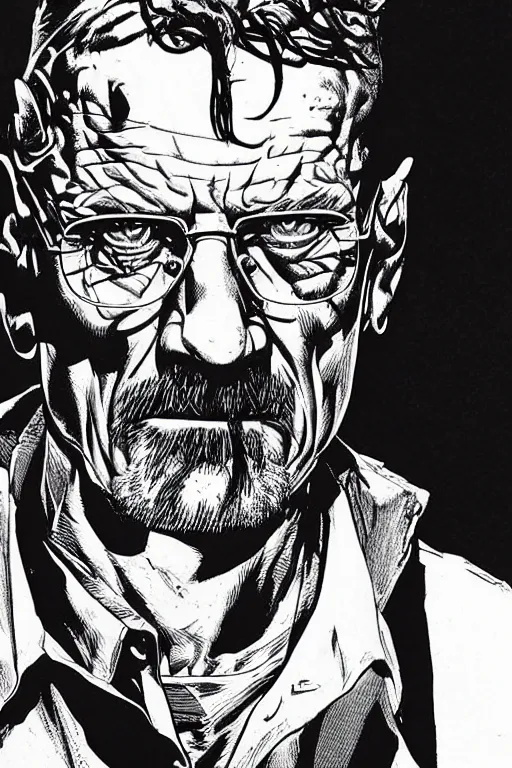 Image similar to character art by mike deodato, walter white, absolute chad