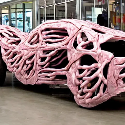 Image similar to an abstract car made out of body parts