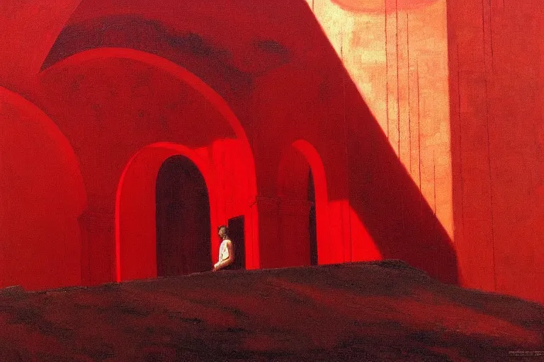 Prompt: only with red, a red great emperor, taormina amphitheatre, expressive crowd hails him, in the style of beksinski, parts by edward hopper, parts by rodcenko, parts by yue minjun, intricate and epic composition, red by caravaggio, insanely quality, highly detailed, masterpiece, red light, artstation, 4 k