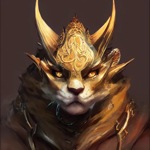 Prompt: portrait of Charr from Guild Wars 2, D&D, fantasy, intricate, elegant, highly detailed, digital painting, artstation, concept art, smooth, sharp focus, illustration, art by artgerm and greg rutkowski and peter mohrbacher