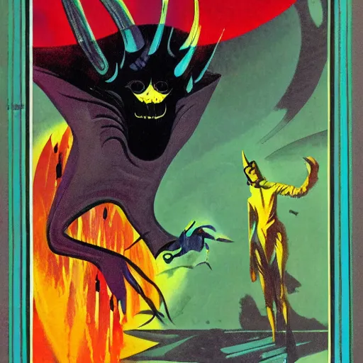 Prompt: the devil of all earth by jack gaughan