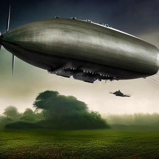 Prompt: green fog clouds with airship, dimensional travel, hd