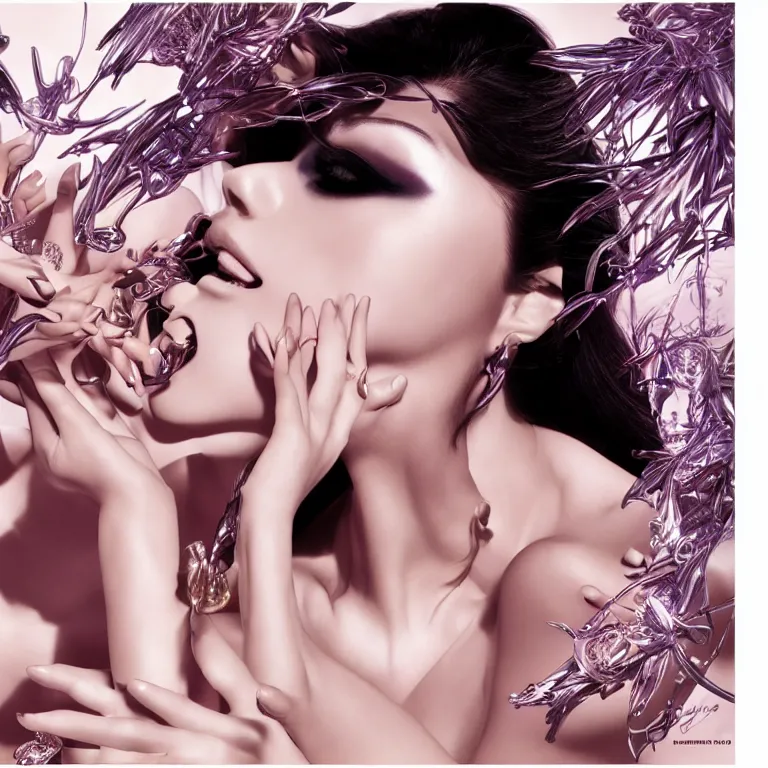 Prompt: fragrance packshot by hajime sorayama