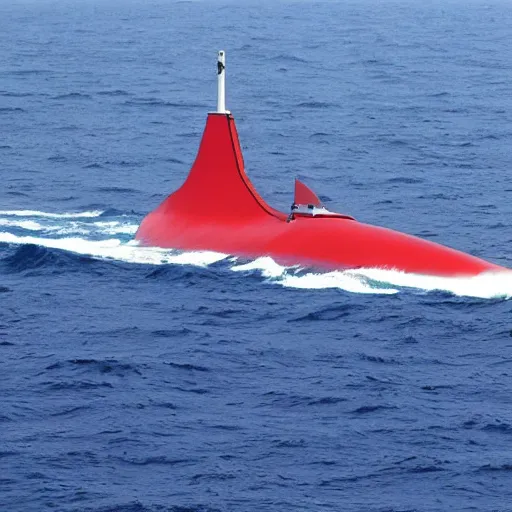 Image similar to spaceship like submarine sailing in the sea which fires a nuclear missile
