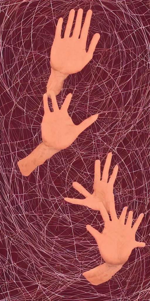 Image similar to peter de jong attractors morphing into a human hand, vhs footage