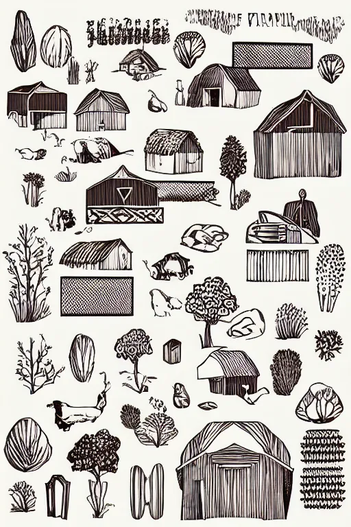 Prompt: minimalist boho style art of a farm, illustration, vector art