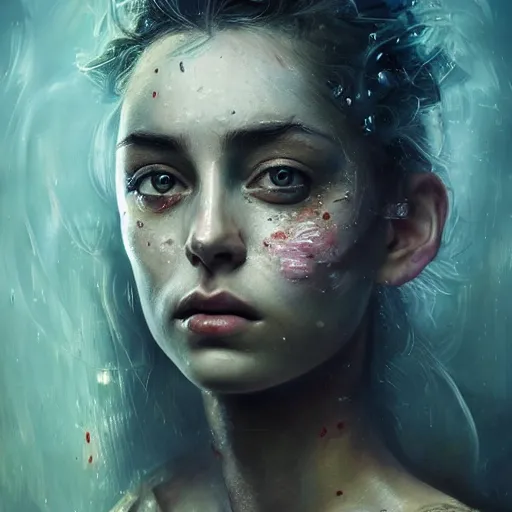 Image similar to hyperrealistic painting of Sanna Marin, d&d, stunning 3d render inspired art by Tim Okamura and Lise Deharme + perfect facial symmetry + dim volumetric lighting, 8k octane beautifully detailed render, post-processing, extremely hyperdetailed, intricate, epic composition, grim yet sparkling atmosphere, cinematic lighting + masterpiece, trending on artstation, very very detailed, masterpiece, stunning