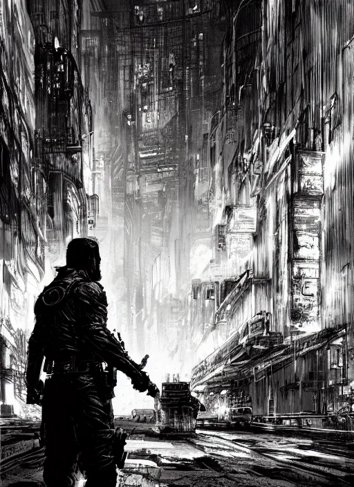 Prompt: Officer Deckard Dorohedoro, Dynamic lighting, cinematic, establishing shot, extremely high detail, photo realistic, cinematic lighting, pen and ink, intricate line drawings, post processed, concept art, artstation, matte painting, style by Raphael Lacoste, Eddie Mendoza, Q Hayashida